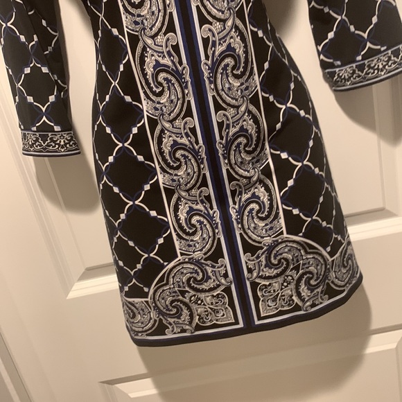 WHBM black blue geo print tunic/dress Sz XS - Picture 4 of 8